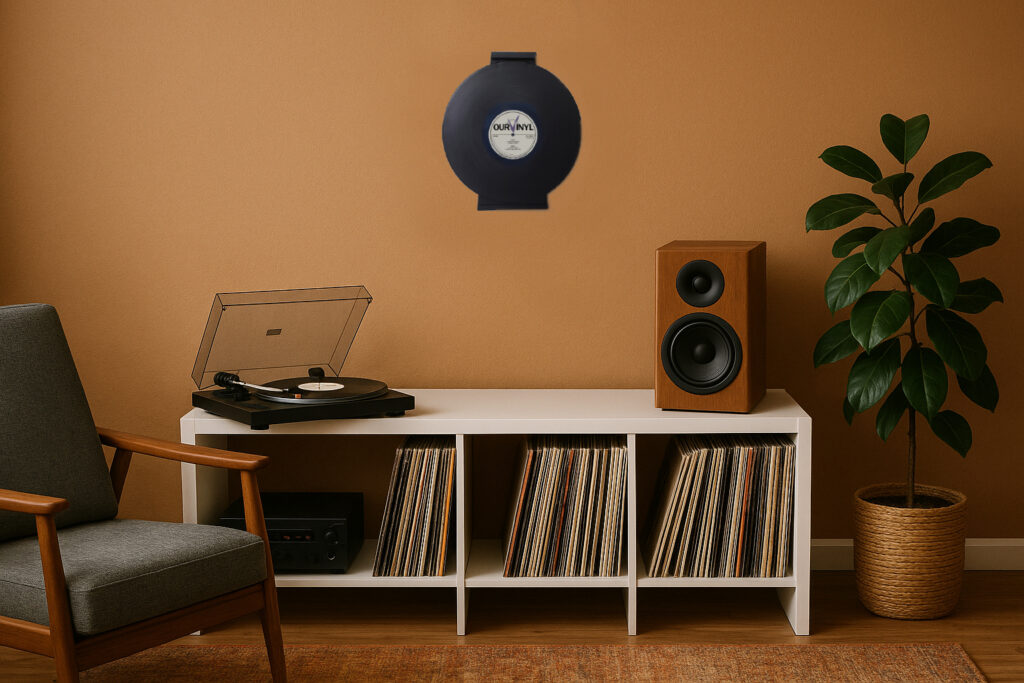 Record Holder mounted to wall in modern room